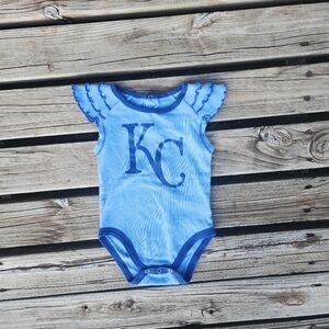 KC Royals Ruffle Glitter Onesie Baby Blue Kamsas City 6-9 Months Girl Baseball